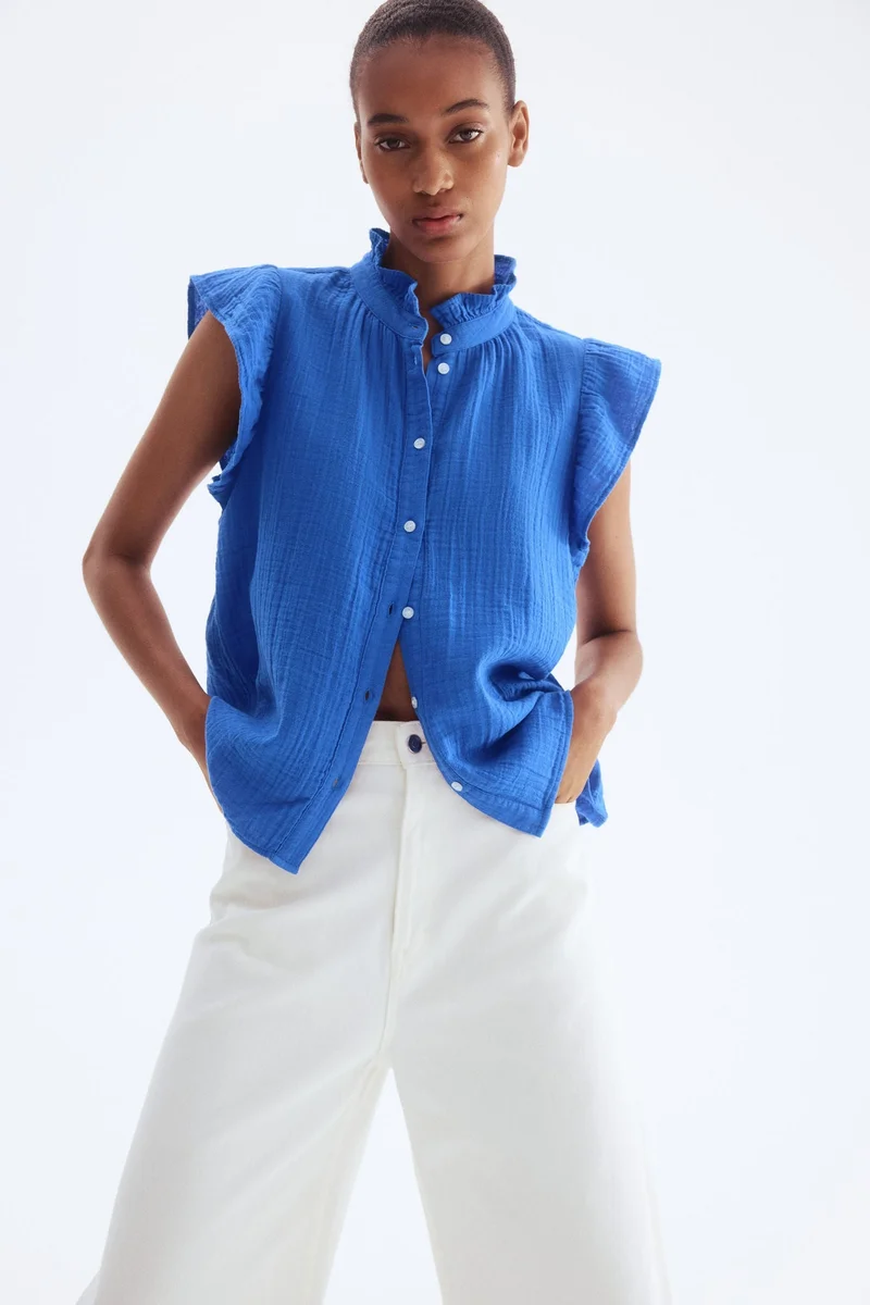 H&M Flutter-sleeved muslin blouse