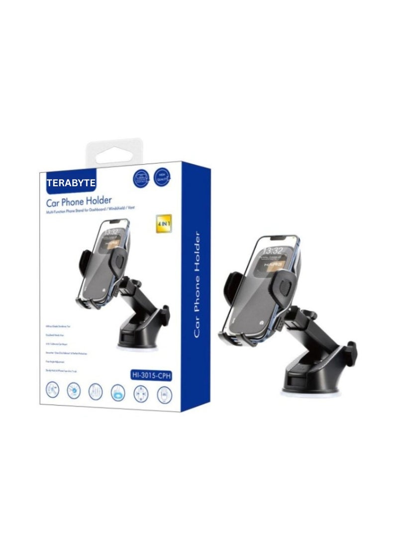 Terabyte 4 IN 1 Car Phone Holder Multi-Function Phone Stand for Dashboard / Windshield / Vent - Image 1