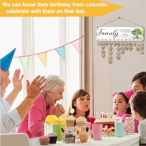 WISIEW Birthday Gifts for Mom Grandma, Wooden Family Birthday Plaque Reminder Calendar Board Wall Hanging, Grandmother in Law Granny Present for Mothers Day Birthday Christmas Gift, FAMILY Sayings Pattern - Image 5