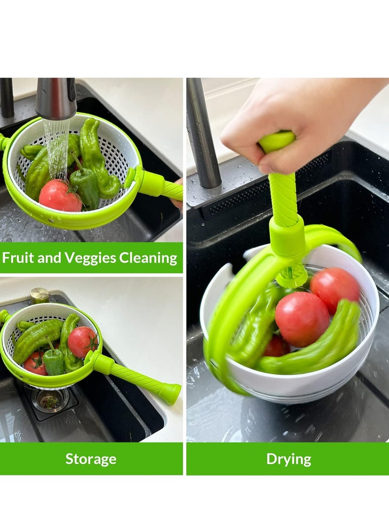 إسكدنيا دوار سلطة متعدد الاستخدامات، مصفاة دوارة متعددة الاستخدامات، مصفاة دوارة قابلة للطي بمقبض، مصفاة غير قابلة للخدش، منظف الخس لغسل الفاكهة - Image 2