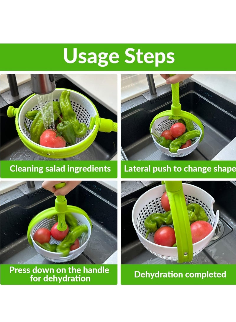 إسكدنيا دوار سلطة متعدد الاستخدامات، مصفاة دوارة متعددة الاستخدامات، مصفاة دوارة قابلة للطي بمقبض، مصفاة غير قابلة للخدش، منظف الخس لغسل الفاكهة - Image 5