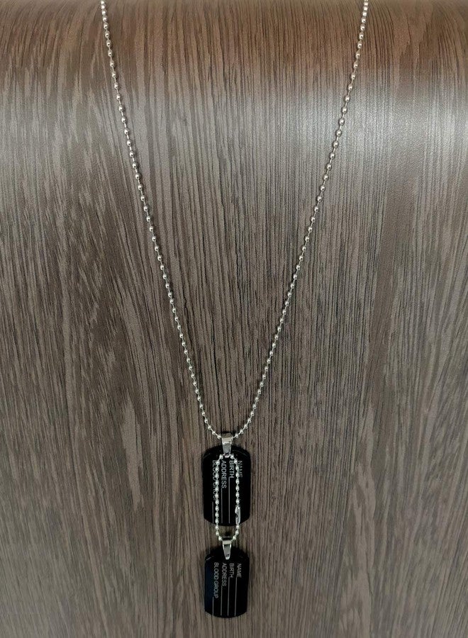 Sullery Military Name tag Debossed Black Stainless Steel Necklace Chain for Men and Women - Image 3
