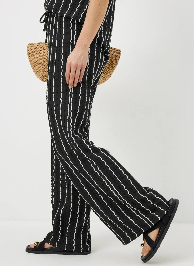 ماتلان Black Stripe Jersey Wide Leg Co Ord Trousers