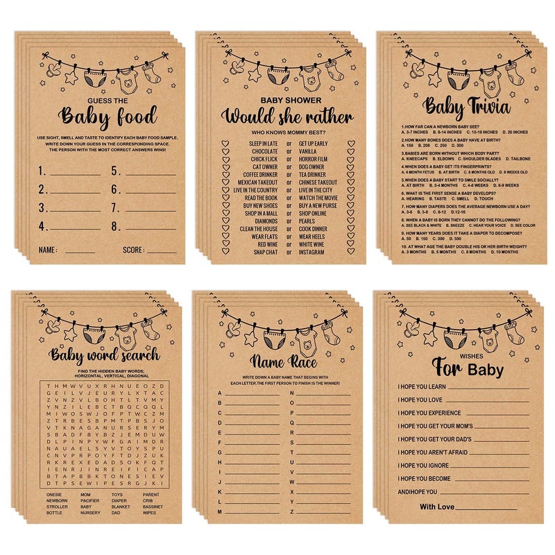 Misaidou Baby Shower Games Bundle for 50 Guests, Stacking Games, Adults, 150 Game Cards & 1 Answer Card - Image 1