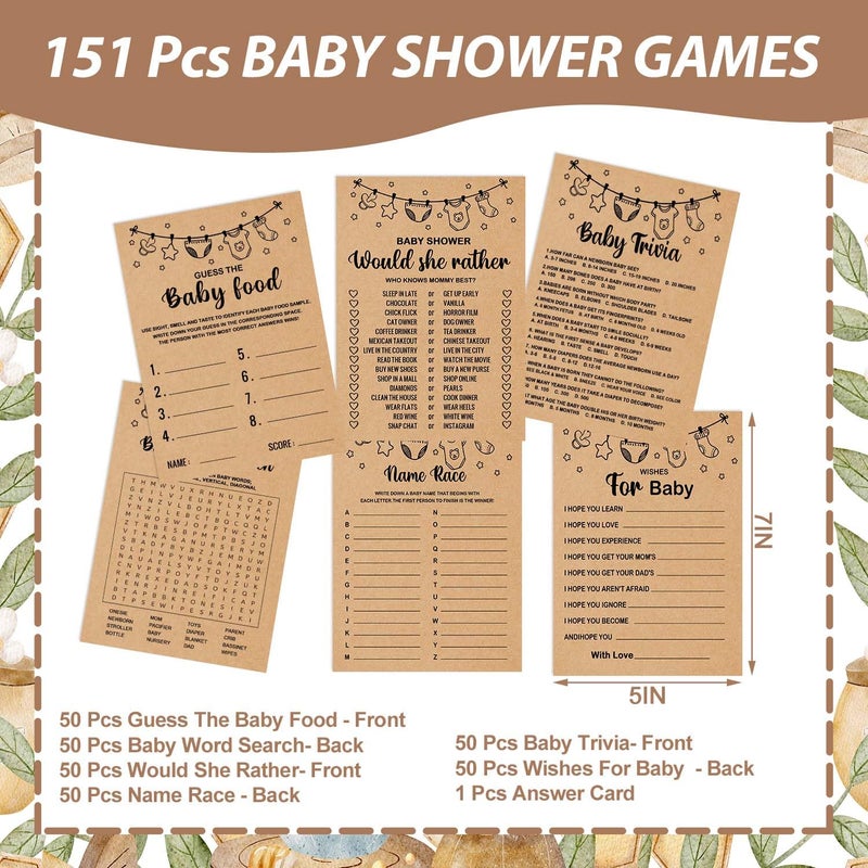 Misaidou Baby Shower Games Bundle for 50 Guests, Stacking Games, Adults, 150 Game Cards & 1 Answer Card - Image 2