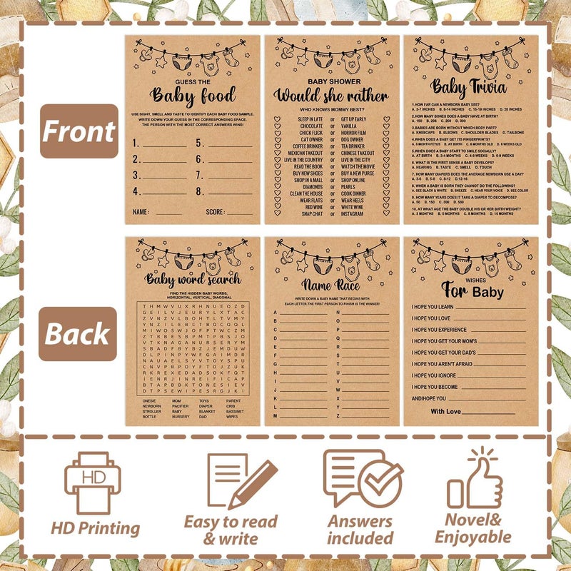 Misaidou Baby Shower Games Bundle for 50 Guests, Stacking Games, Adults, 150 Game Cards & 1 Answer Card - Image 3