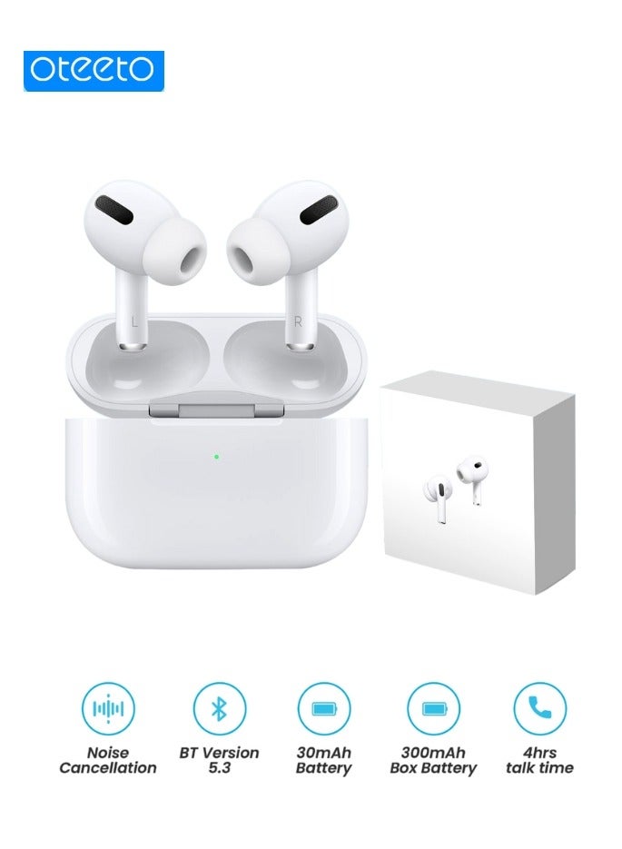 Oteeto OT105 Wireless Bluetooth Earbuds - High-Fidelity Sound - Noise-Canceling Headphones - Touch Control & Long Battery Life - White - Image 1