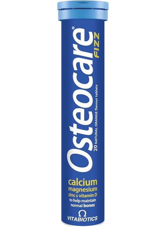 Osteocare Fizz 20 Fizz Tablets | Health Formula with Calcium, Magnesium, Vitamin D & Zinc | Help Maintain Strong Bones | for Men & Women - All Ages | Natural Orange Flavour
