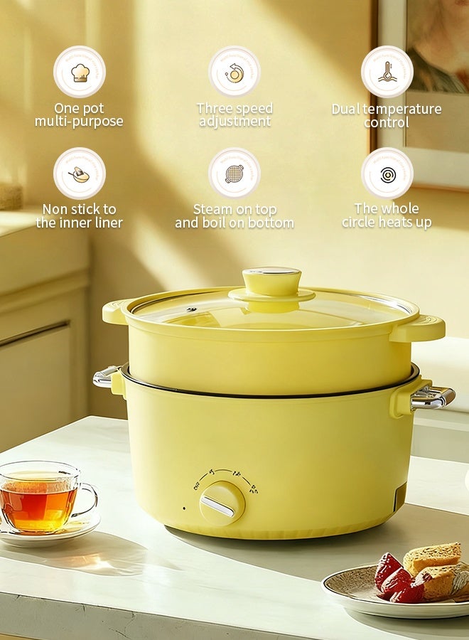 APEX Electric Cooker, 3L Non-Stick Sauté Pan, Hot Pot Electric with Steamer, Multi-functional Cooker for Stir Fry, Steak, Noodles, Soup Soup with Power Adjustment - Image 3