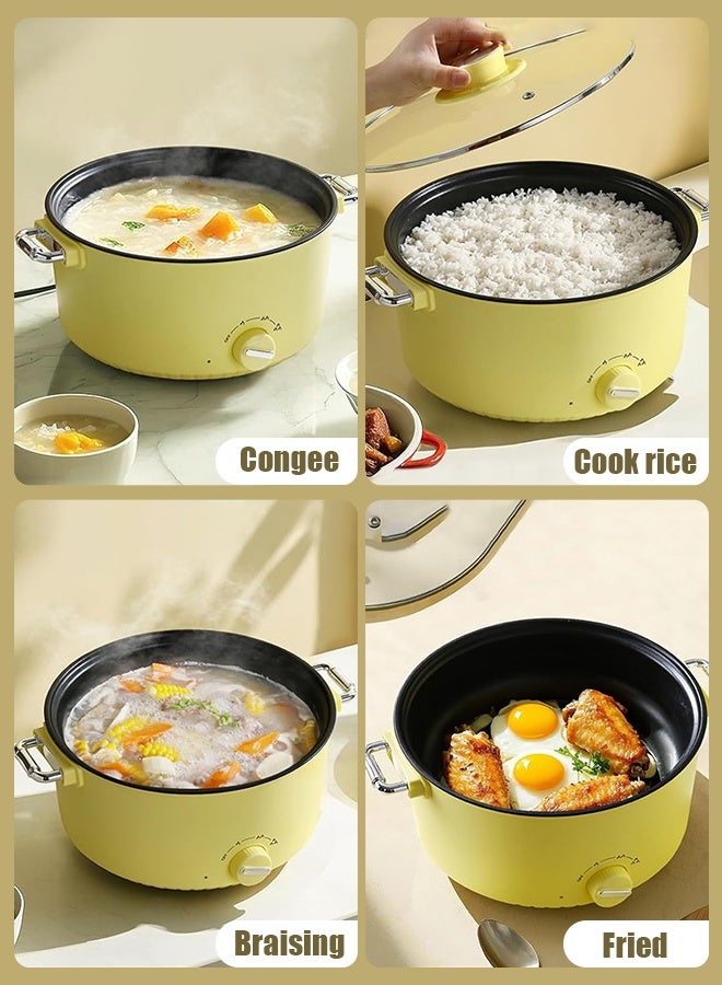 APEX Electric Cooker, 3L Non-Stick Sauté Pan, Hot Pot Electric with Steamer, Multi-functional Cooker for Stir Fry, Steak, Noodles, Soup Soup with Power Adjustment - Image 5