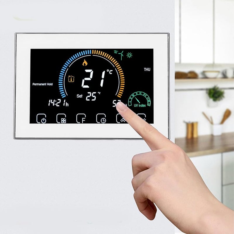White Smart WiFi Thermostat LED Touch Screen Programmable Temperature Control Panel - Image 3