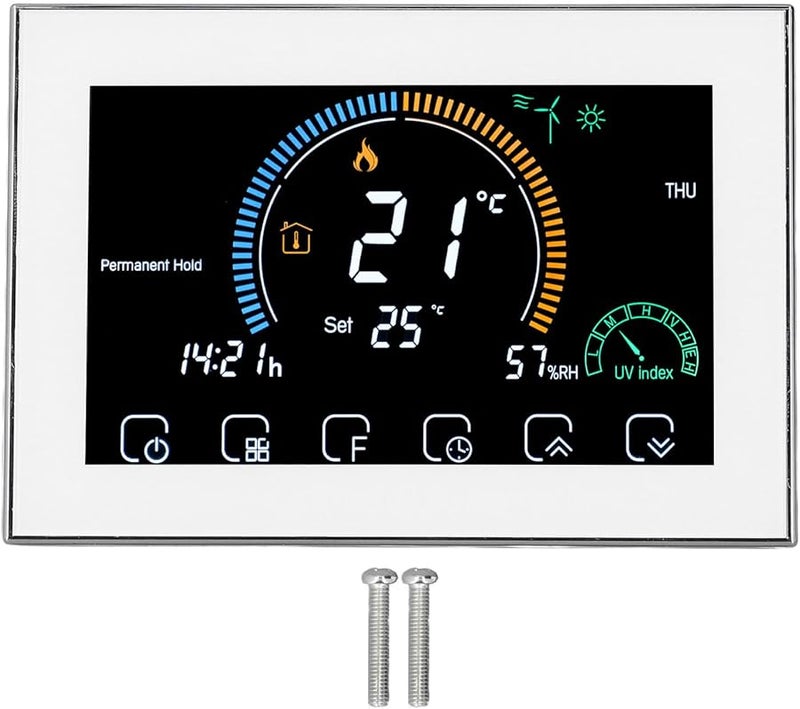 White Smart WiFi Thermostat LED Touch Screen Programmable Temperature Control Panel - Image 1