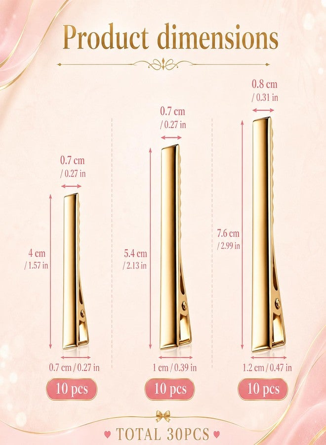 Xosjska 30 Pcs Metal Hair Clips for Crafts, Gold Alligator Hair Clips, 3 Sizes (3" 2.2" 1.8") Large Metal Golden Hair Clips for Thick &Thin Hair, Bow Making, Crafts, Salon Styling - Image 2