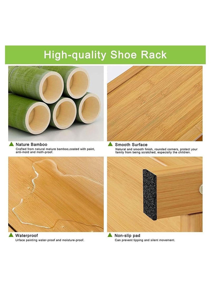 Blueland 6Tier Wooden Shoe Rack Bamboo Shoes Cabinet Free Standing Entryway Shoe Tower Shelf Shoes Organizer MultiFunction Organizer Boots Storage Shelf Modern House Furniture Home Office Stands  - Image 3