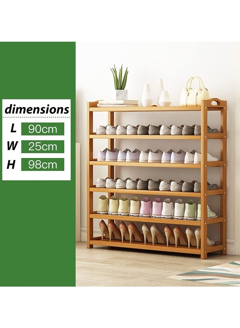 Blueland 6Tier Wooden Shoe Rack Bamboo Shoes Cabinet Free Standing Entryway Shoe Tower Shelf Shoes Organizer MultiFunction Organizer Boots Storage Shelf Modern House Furniture Home Office Stands  - Image 2