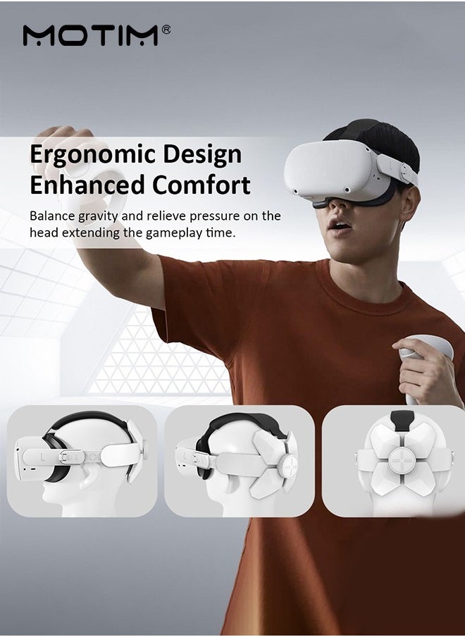 موتيم - حزام رأس قابل للتعديل ل Oculus Quest 2 3 في 1 بديل لسماعة رأس Elite Strap VR راحة محسنة وملحقات VR للانغماس في الألعاب متوافقة مع Oculus Quest 2 - Image 1
