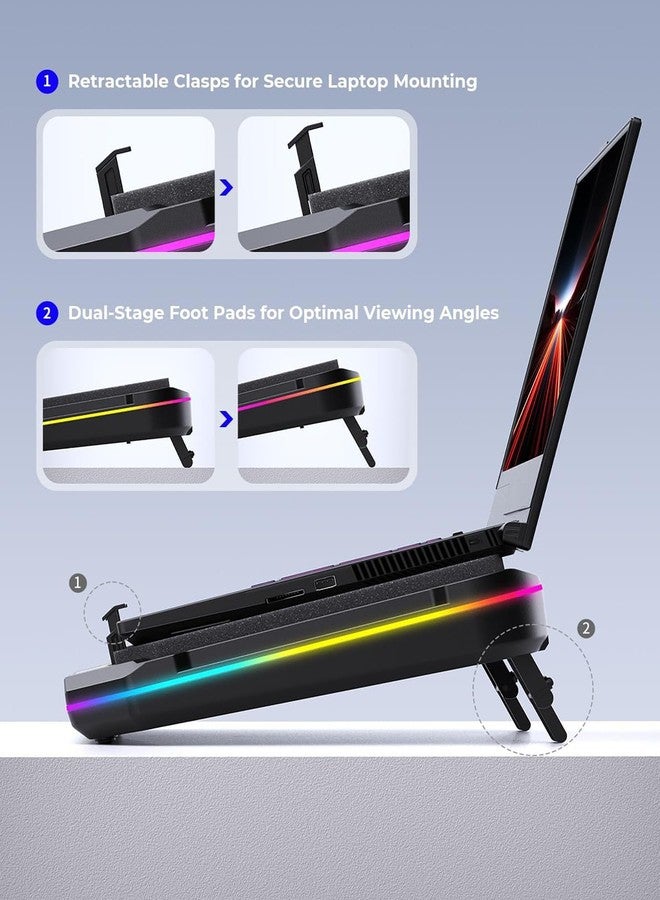 PHAPPY Rapid Laptop Cooling Pad for Lenovo Legion 16-18 inch Gaming Laptop, Powerful Turbofan (3500 RPM) Cooler Stand, with Infinitely Variable Speed,Touch Control,LCD Screen,6 RGB Light Modes - Image 4