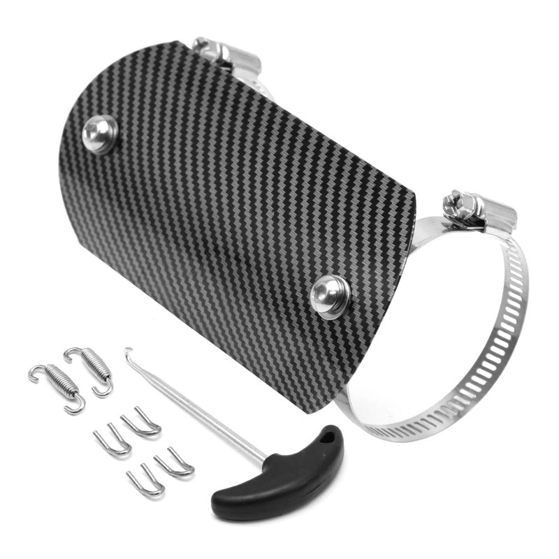 Exhaust Heat Shield Muffler Pipe Heat Cover Protector Guard Imitation Carbon Fiber Stainless Steel for Motorcycle Moped Pit Dirt Bike ATV Scooter H