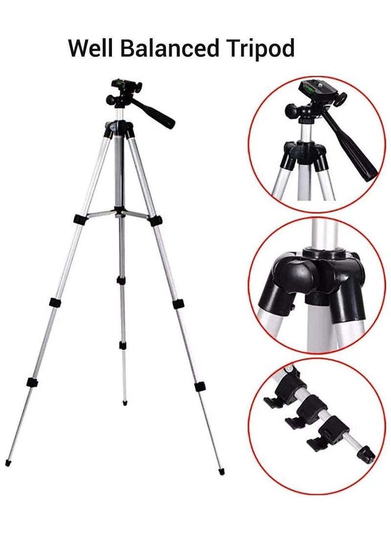 Professional Camera Tripod Mount Stand Silver/Black , Universal Mobile Phone Tripod Silver/Black  - Image 2