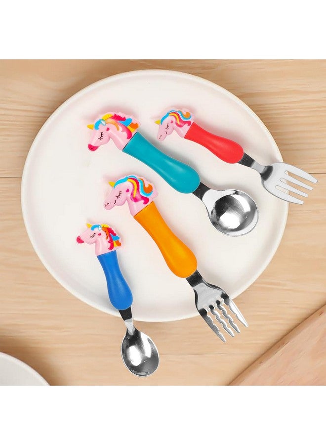 vGRASSP Unicorn Family Baby Spoon And Fork Cutlery For Babies And Kids - Stainless Steel (304) Tableware Set With Comfortable Handle For Boys And Girls - Image 4