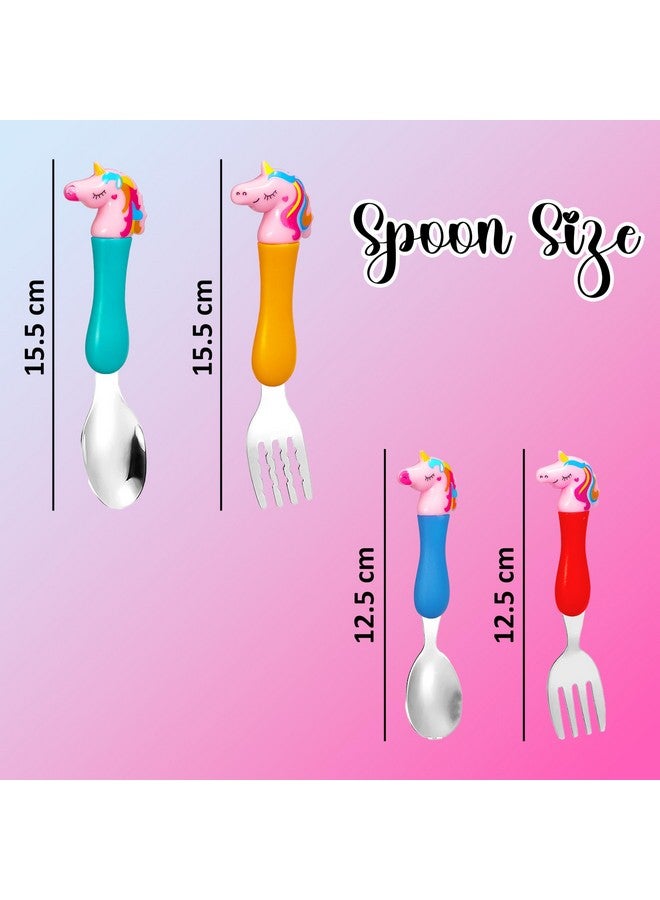 vGRASSP Unicorn Family Baby Spoon And Fork Cutlery For Babies And Kids - Stainless Steel (304) Tableware Set With Comfortable Handle For Boys And Girls - Image 3