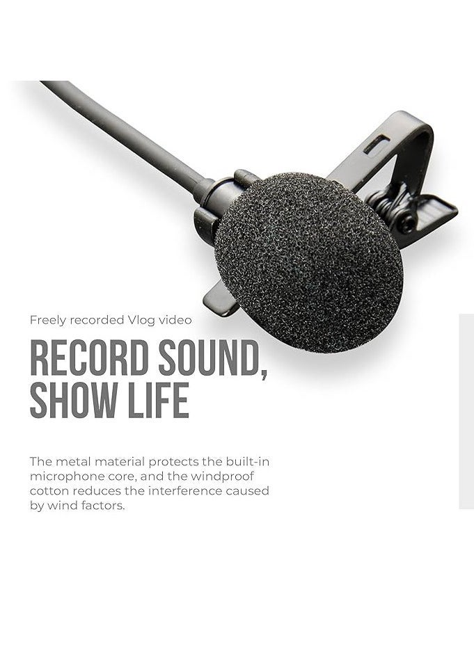 KAKUSIGA - Lavalier Wired Microphone with Clip – Professional Hands-Free Lapel Mic for Clear Voice Recording, Plug & Play 3.5mm Jack for Smartphones, DSLR Cameras, Laptops, YouTube, Interviews, Online Classes & Podcasts – Compact & Portable Mic - Image 1