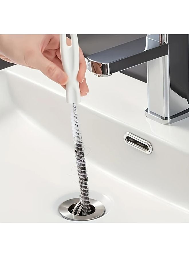 أداة تنظيف المجاري البيضاء المرنة لإزالة انسداد المصرف وقاطع شعر الفرشاة لحوض المطبخ والحمام - Image 2