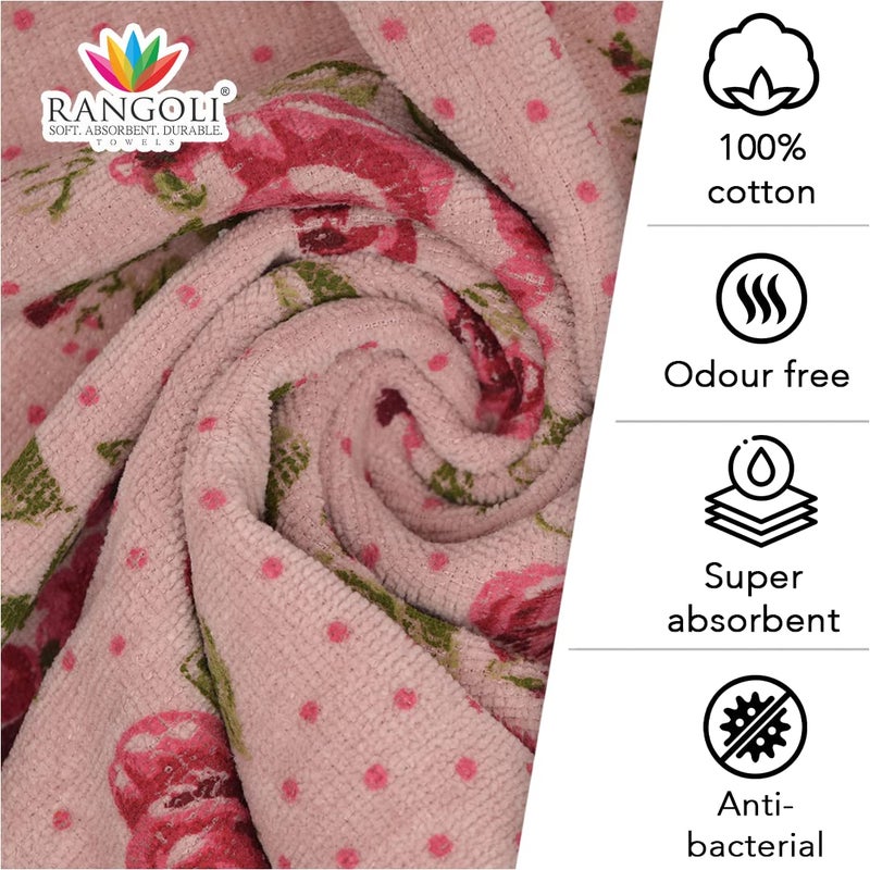 Rangoli 100% Cotton Blossom Bath Towel - Extra Soft & Highly Absorbent, Light Purple - Image 4