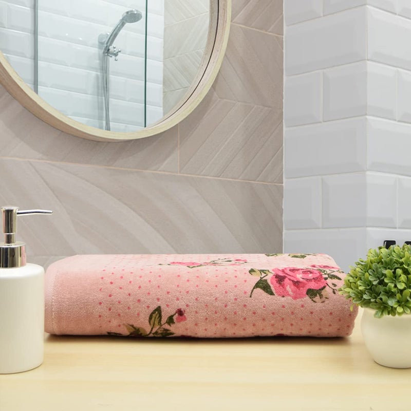 Rangoli 100% Cotton Blossom Bath Towel - Extra Soft & Highly Absorbent, Light Purple - Image 2