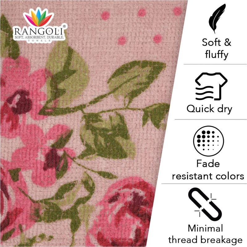 Rangoli 100% Cotton Blossom Bath Towel - Extra Soft & Highly Absorbent, Light Purple - Image 3