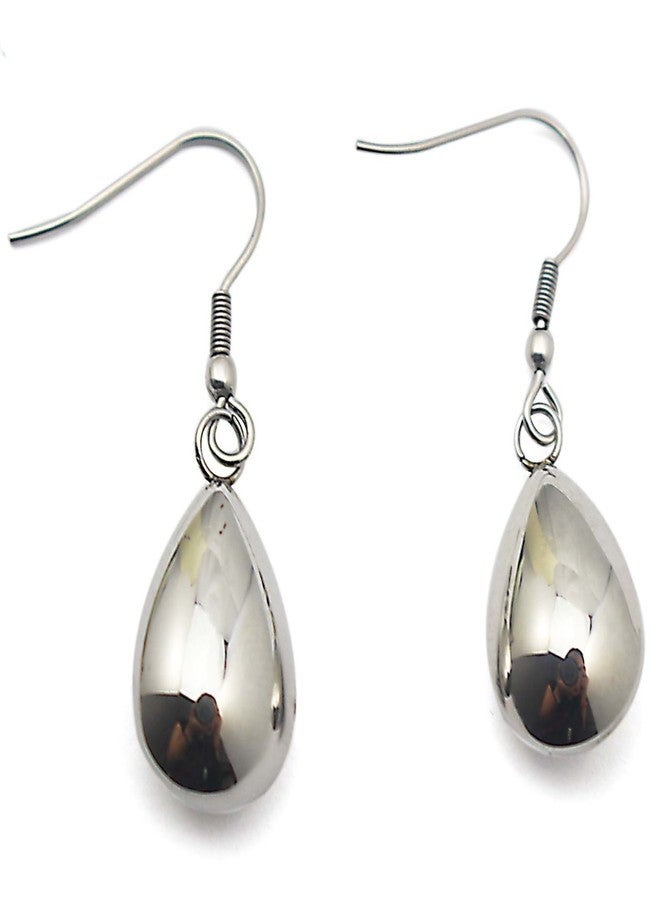 COUYA 316L Stainless Steel Waterdrop Dangle Hook Earrings Silver Shiny Polished Teardrop Earrings Anti Allergic - Image 1