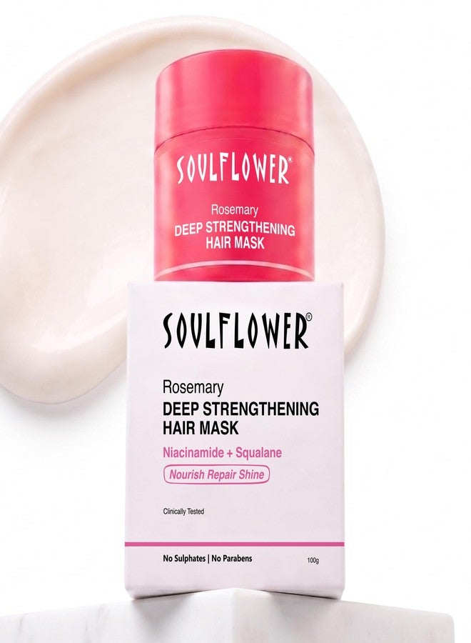Soulflower Rosemary Deep Strengthening Hair Mask for Dry, Damaged & Frizzy Hair with Niacinamide| Clinically Tested for +73% Softer, +72% Smoother & +70% More Shine|Strengthens Scalp|Women & Men|100g - Image 1