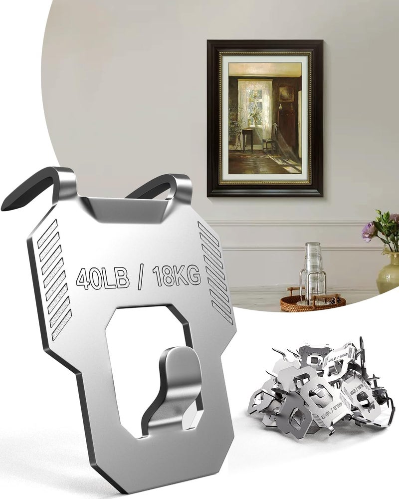 LZC 20Pcs Claw Drywall Picture Hanger: Wall Hooks for Hanging Picture Mirror Photo Poster Kit - No Damage Heavy Duty Wall Hanger for Room Office Decor Easy Tool-Free Nail-Free Holds Up to 40Lbs - Image 1