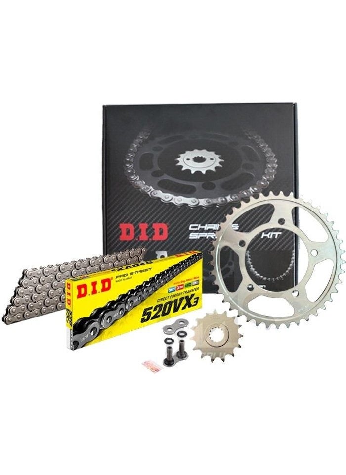 DID - Dıd Honda NC750S Dıd Chain Sprocket Set (2014-2020) Vx3 X-Ring Chain (Steel Color) - Image 1