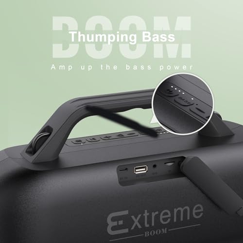 DOSS Extreme Boom Outdoor Bluetooth Speaker with 60W Mighty Sound, Deep Bass, 30H Playtime,10400mAh Power Bank, BT 5.3, IPX6 Waterproof, Portable Strap for Camping, Pool, Beach, Garage, Work - Image 3