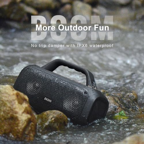 DOSS Extreme Boom Outdoor Bluetooth Speaker with 60W Mighty Sound, Deep Bass, 30H Playtime,10400mAh Power Bank, BT 5.3, IPX6 Waterproof, Portable Strap for Camping, Pool, Beach, Garage, Work - Image 4