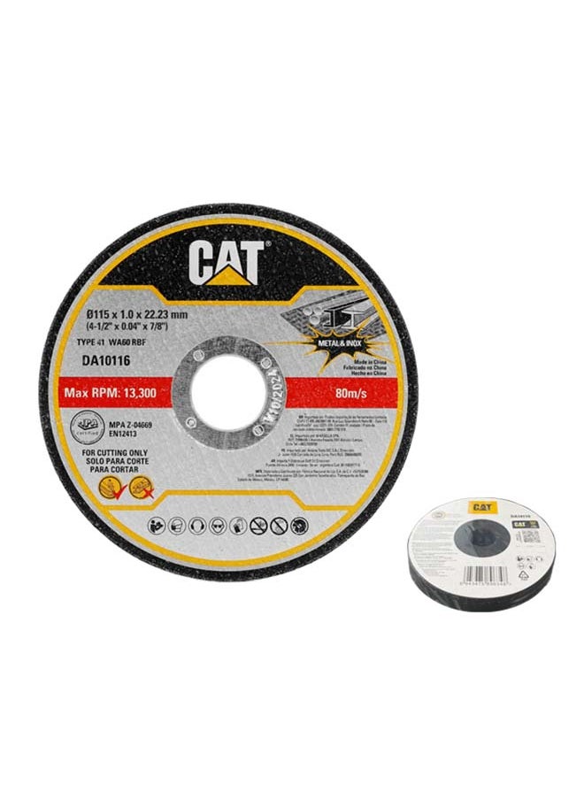 كاتربلر - CAT DA10115 قرص قطع معدني مسطح وفولاذي غير قابل للصدأ بقطر 115 ملم  4.5 بوصة  وسمك 1.6 ملم 10قطعة - Image 1