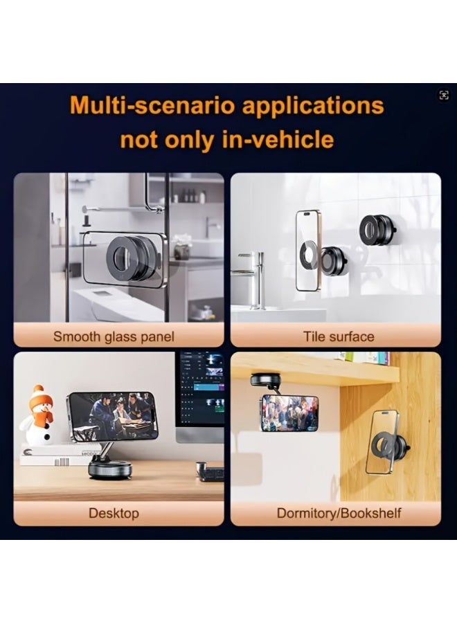 Magnetic Car phone holder, Ultra Vacuum Magnetic Suction Cup Phone Mount 360 ° Rotating Foldable Dashboard Car Cell Phone Holders, Universal for All Smartphones (Black) - Image 3