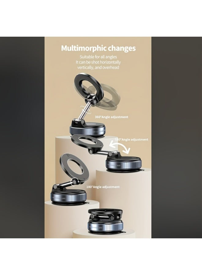 Magnetic Car phone holder, Ultra Vacuum Magnetic Suction Cup Phone Mount 360 ° Rotating Foldable Dashboard Car Cell Phone Holders, Universal for All Smartphones (Black) - Image 2
