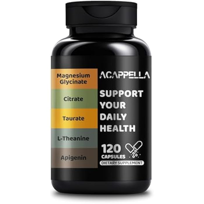 ACappella NATURALS ACAPPELLA Magnesium Glycinate with Magnesium Citrate Capsules l theanine Supplement apigenin Capsules - apigenin Supplement l-theanine - 120 Count - Image 1