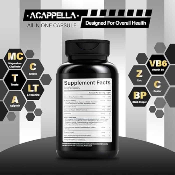 ACappella NATURALS ACAPPELLA Magnesium Glycinate with Magnesium Citrate Capsules l theanine Supplement apigenin Capsules - apigenin Supplement l-theanine - 120 Count - Image 2