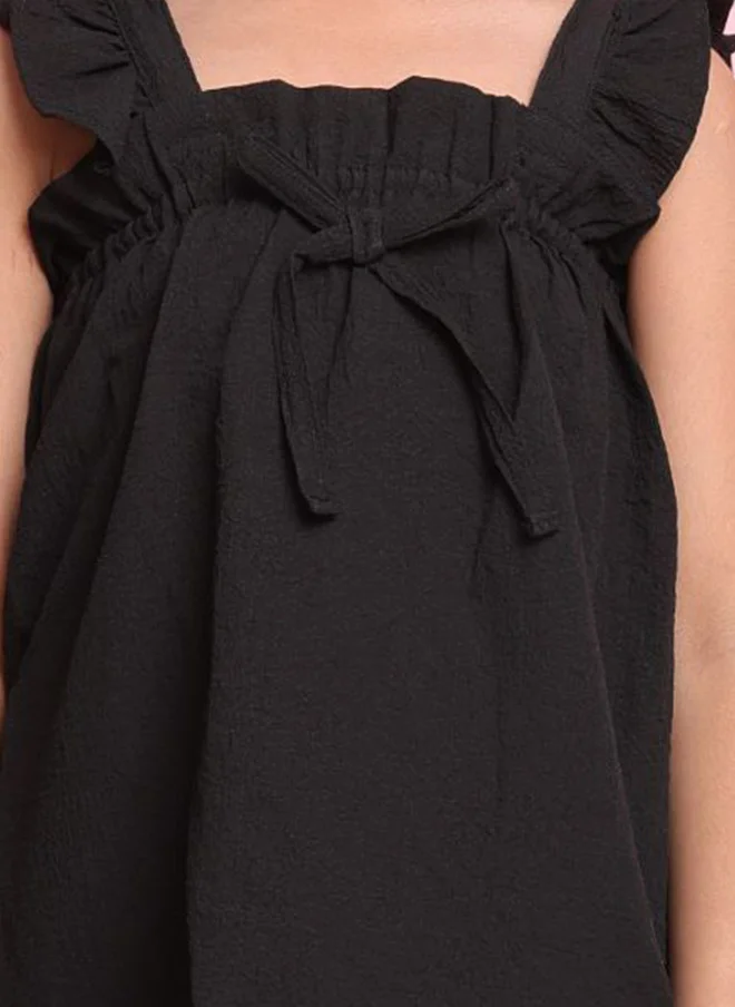 Saka Designs Black A-Line Ruffle Top for Girls