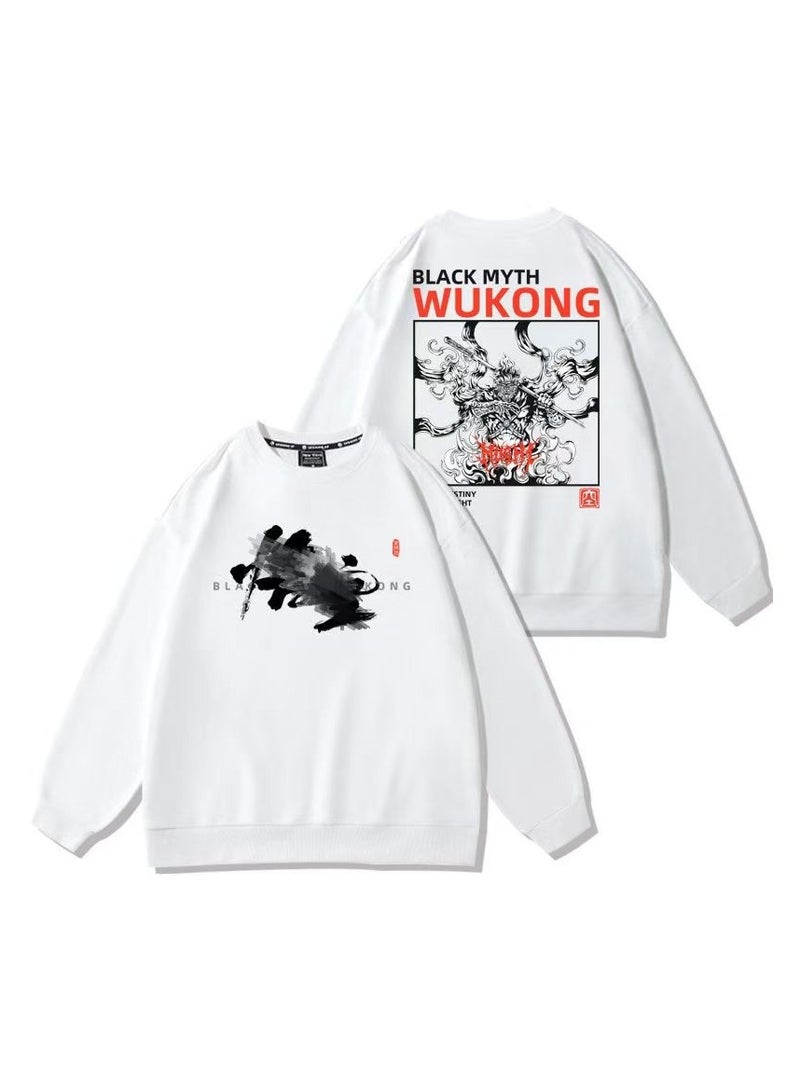 MQD Black Mythical Loose Round Neck Hoodie 