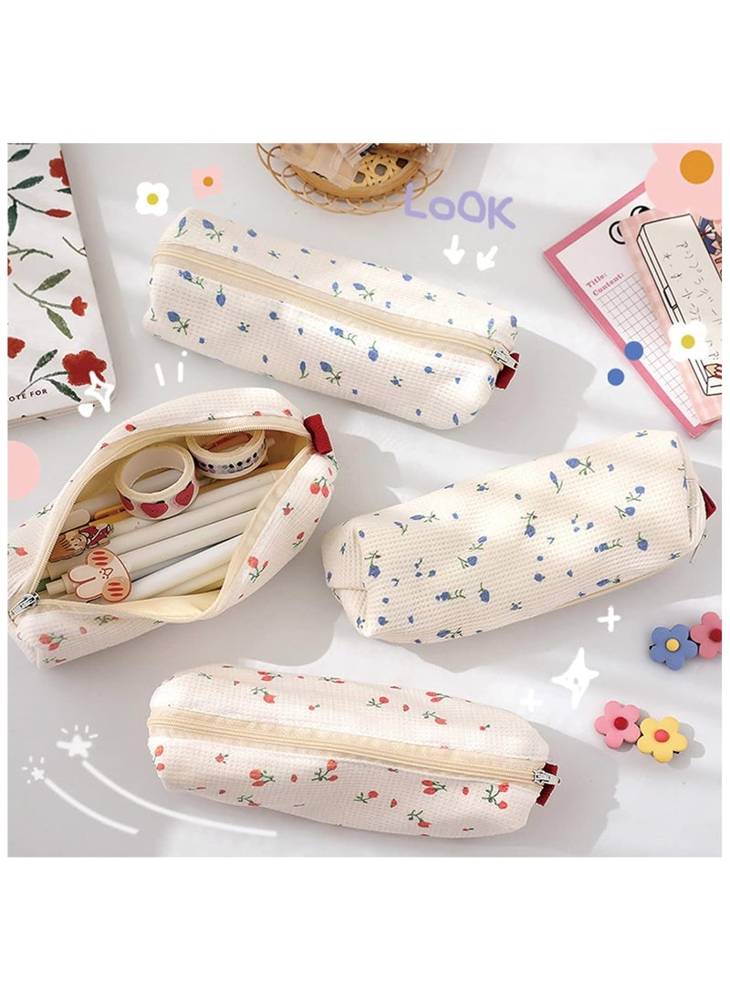 YelaJoy 2 Pcs Cute Pencil Case/ Pouch, Pencil Bag/Case Holder Floral Pen Holder Cosmetic Makeup Bag for Women (2Pcs Soft Flower)  - Image 3