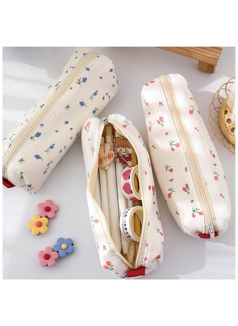 YelaJoy 2 Pcs Cute Pencil Case/ Pouch, Pencil Bag/Case Holder Floral Pen Holder Cosmetic Makeup Bag for Women (2Pcs Soft Flower)  - Image 5
