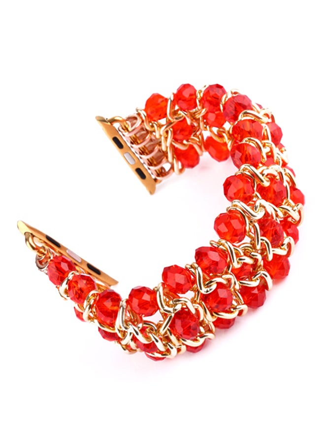 ISank Elasticized Crystal Strap Replacement Band for Apple Watch Series 1/2/3/4 38mm/40mm Red - Image 1