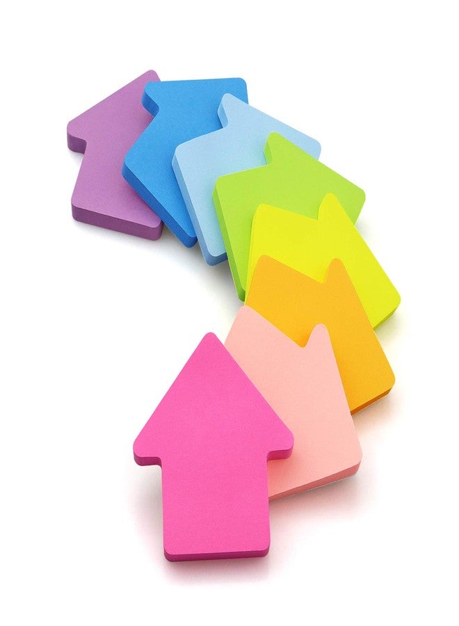 SIMONA Arrow Shape Sticky Notes 8 Color Bright Colorful Sticky Pad 75 Sheets/Pad Self-Sticky Note Pads (8 Pads) - Image 3