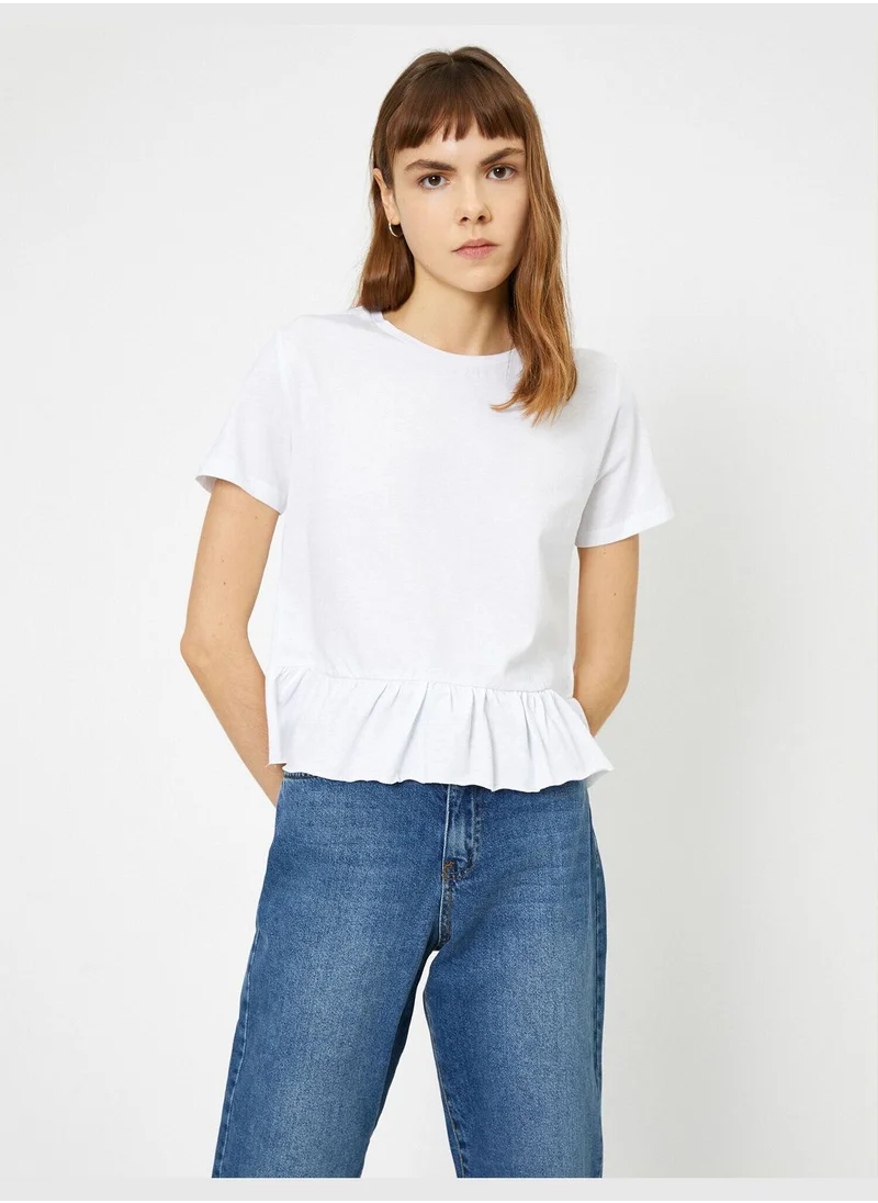 كوتون Frill Detailed T-Shirt