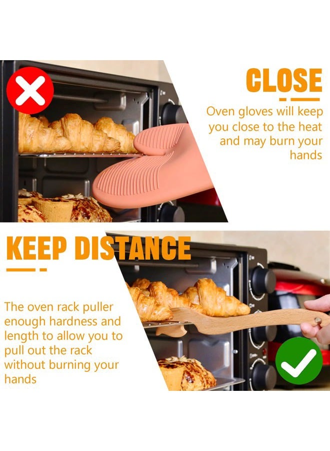 Shinelingee Oven Rack Puller, Wood Oven Rack Push Pull Tool, Prevent Scalding, Pull out Hot Racks Safely, Long Handle Toaster Oven Accessories,Suitable For Kitchen Oven, Air fryer,etc (2) - Image 3