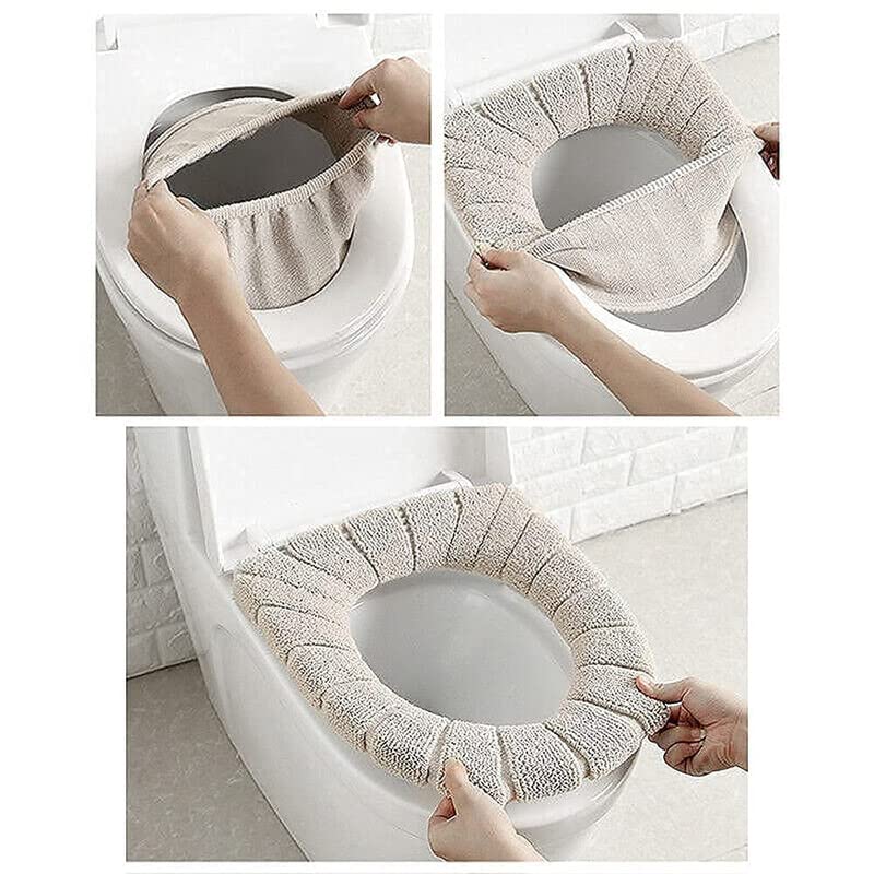 2 N FASHION 2 N FASHION Thicker Soft Toilet Seat Cover Pads Stretchable Cushioned Lid Covers Washable Cloth for Bathroom - Image 3